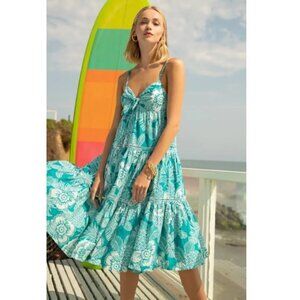 Trina Turk 'Glorious' Tiered Sleeveless Midi-Dress, Tile Blue/Whitewash